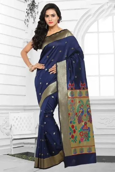 Picture of handmade abstract printed silk saree dress making multi