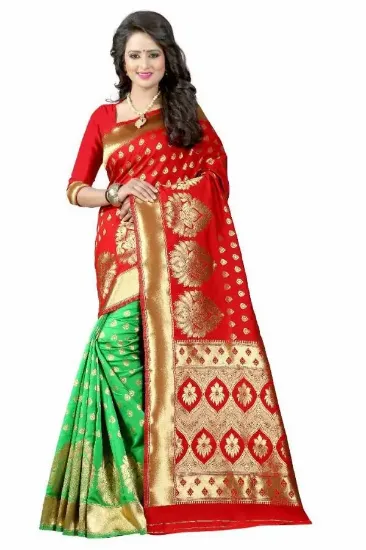 Picture of handmade embroidered sari party wear georgette blend dr