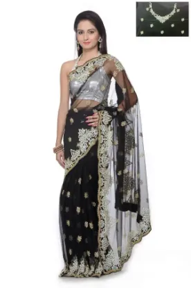 Picture of handmade floral printed brown pure silk saree dress mak