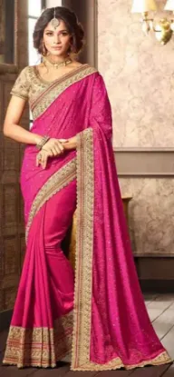 Picture of handmade georgette plum saree floral printed dress maki