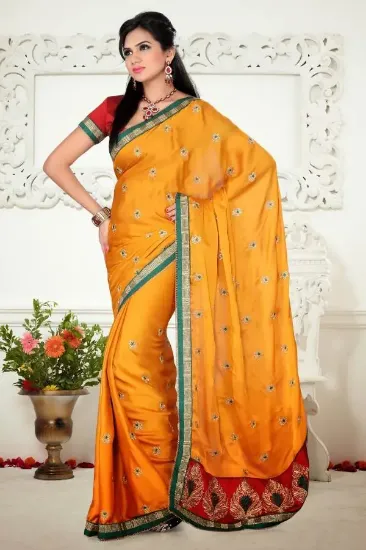 Picture of handmade indian 100% pure silk saree floral printed bei