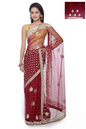 Picture of handmade indian art decor saree fabric beige floral pri