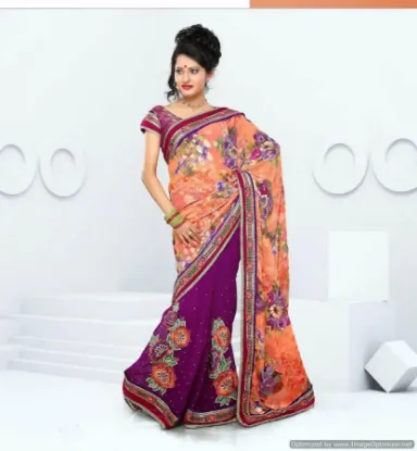 Picture of handmade indian beige home decor floral printed saree s