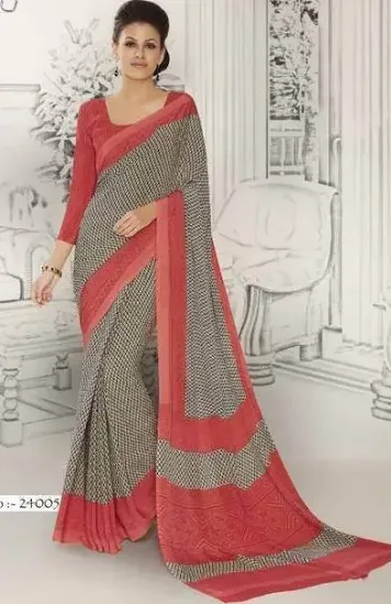 Picture of handmade indian beige pure silk saree printed ethnic us