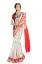 Picture of handmade indian beige saree nice woven art silk fabric 