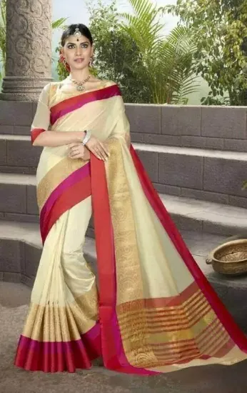 Picture of handmade indian brown floral printed pure silk saree us