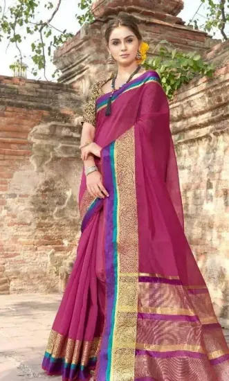 Picture of handmade indian craft saree pure silk printed fabric ar