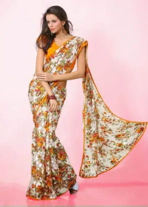 Picture of handmade indian craft saree pure silk printed fabric ba