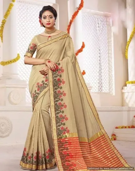 Picture of handmade indian craft saree pure silk printed fabric us