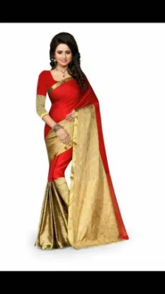 Picture of handmade indian dress making silk blend saree leaf prin