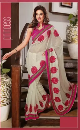 Picture of handmade indian floral printed pure silk saree ethnic b