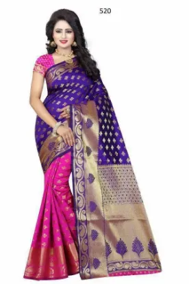 Picture of handmade indian floral pure silk saree brown printed et