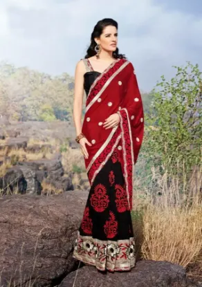 Picture of handmade indian paisley printed saree recycled fabric p