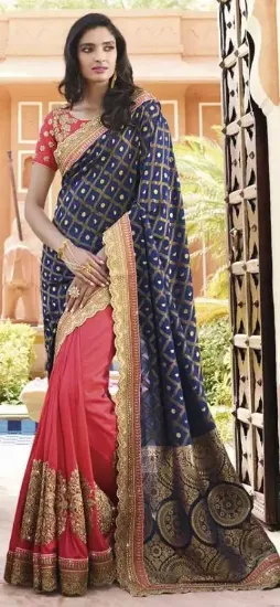 Picture of handmade indian polyester saree floral printed beige re