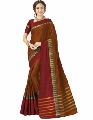 Picture of handmade indian pure silk maroon saree floral printed u