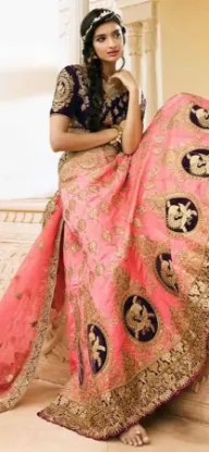 Picture of handmade indian pure silk saree beige nice printed sari