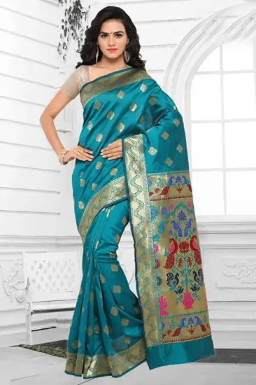 Picture of handmade indian pure silk saree brown printed batik pri