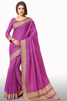 Picture of handmade indian pure silk saree floral printed purple b