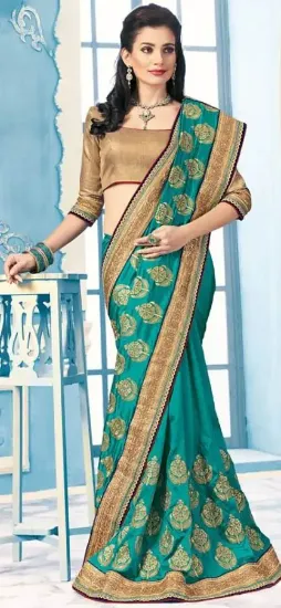 Picture of handmade indian saree ethnic pure silk beige printed us