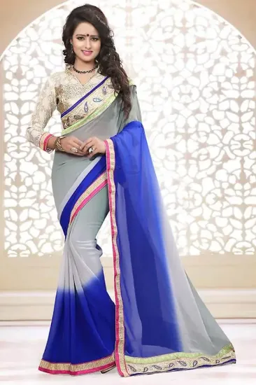 Picture of handmade indian saree georgette blend women party wear 