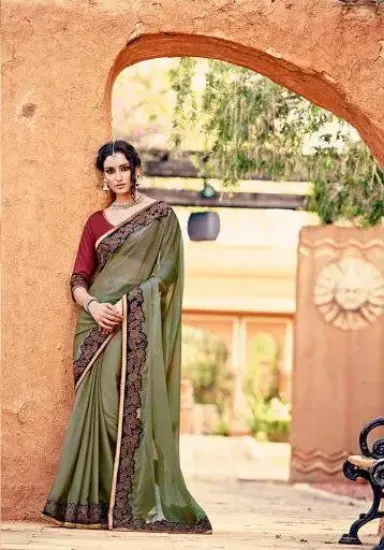 Picture of handmade indian saree georgette blend women party wear 