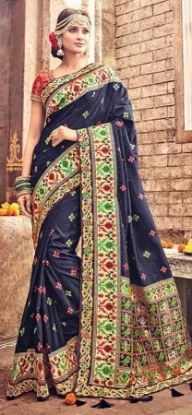 Picture of handmade indian saree polyester woven brown craft batik