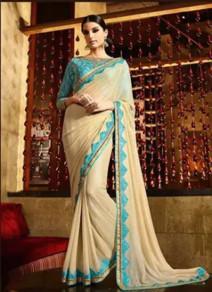 Picture of handmade indian saree pure cotton embroidered painted c