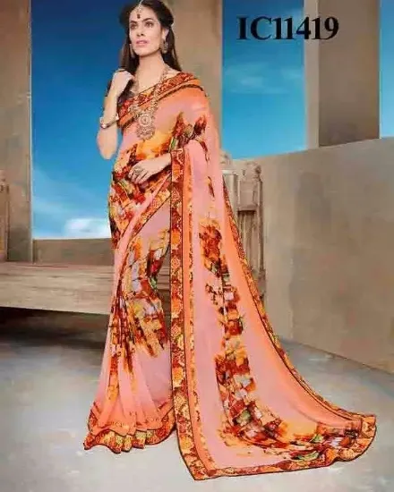 Picture of handmade indian saree pure cotton printed sari soft cra