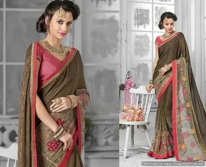 Picture of handmade indian saree pure cotton woven multi color dre