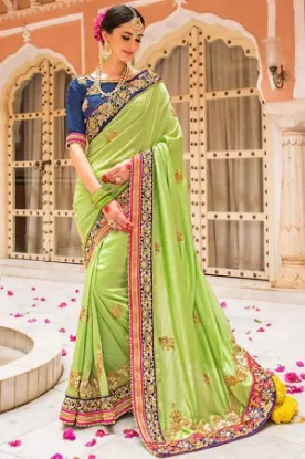 Picture of handmade indian saree pure georgette silk printed sari,