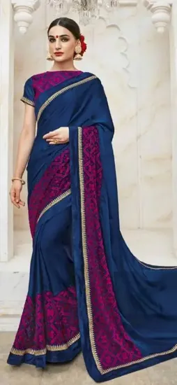 Picture of handmade indian saree pure silk craft fabric ethnic emb