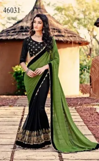 Picture of handmade indian saree pure silk printed embroidered cra