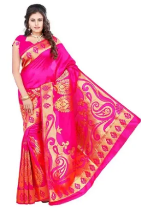 Picture of handmade indian saree pure silk printed fabric craft ba