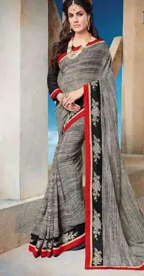 Picture of handmade indian saree pure silk printed fabric craft sa