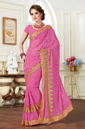 Picture of handmade indian saree pure silk printed sari craft dres