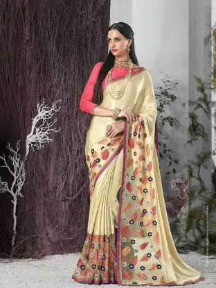 Picture of handmade indian saree pure silk printed sari soft craft