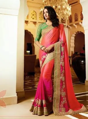 Picture of handmade indian saree pure silk sari weaving woven fabr