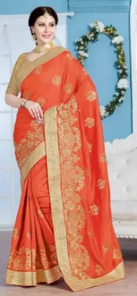 Picture of handmade indian saree satin silk fabric casual wear wom