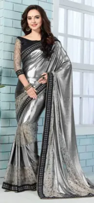 Picture of handmade indian sari pure silk beige floral printed cra