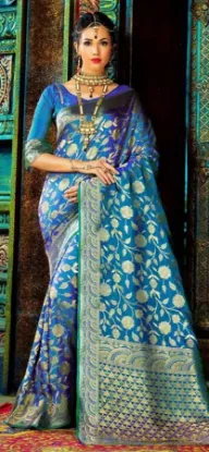 Picture of handmade indian sari pure silk multicolor floral printe