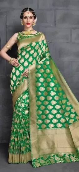 Picture of handmade indian silk blend saree beige printed batik pr