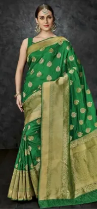 Picture of handmade indian tree printed 100% silk saree ethnic ora