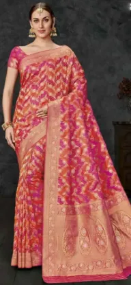 Picture of handmade printed 100% pure silk saree beige dress makin