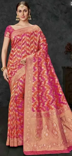 Picture of handmade printed 100% pure silk saree beige dress makin