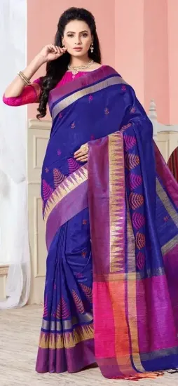 Picture of handmade printed 100% pure silk saree taupe dress makin