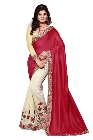 Picture of handmade pure silk saree beige printed sari craft ethni