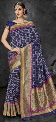 Picture of handmade pure silk saree multi-color printed sari craft