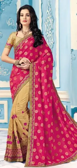 Picture of handmade saree 100% pure cotton fabric mauve saree 5yd 