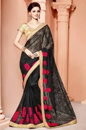 Picture of handmade saree indian art silk woven pallu border plain