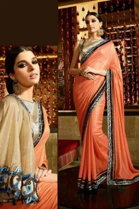 Picture of handmade saree indian raw silk sari craft fabric ethnic